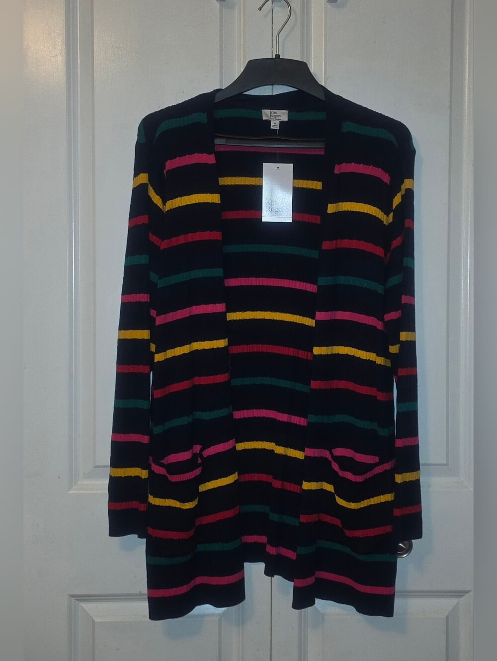 Kim RogersSize 1X Rainbow Striped Cardigan Plus Size Long Sleeve Open Front NWT